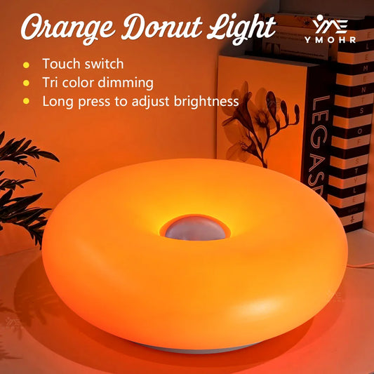 Orange Donut Modern Nordic Aesthetic Table Lamp – Warm Ambient Home Decor Light